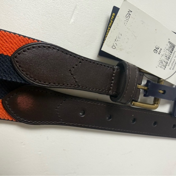 Polo Ralph Lauren Striped Stretch Belt Leather NWT - Picture 3 of 10
